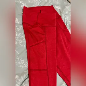 Aerie Vibrant Red Leggings Sz L thumbnail 5