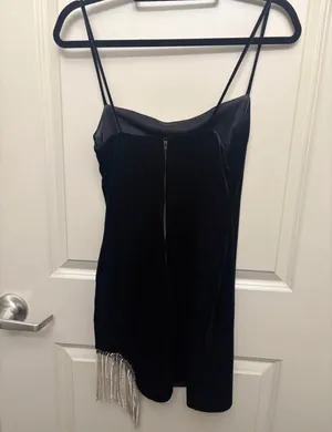 Windsor black velvet fringe dress thumbnail 4