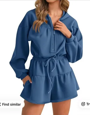 Navy Hoodie Romper Blue thumbnail 1