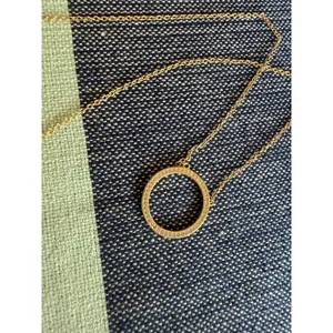 Adornia Swarovski Crystal Circle Pendant Necklace 14K Gold Plate thumbnail 6