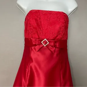 Vintage Jessica‎ McClintock for Gunne Sax Prom Dress Homecoming Strapless Red 3 thumbnail 5
