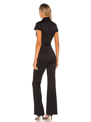 Amanda Uprichard Walker Jumpsuit‎ in Black Short Sleeve Flare Rib Womens Size XS thumbnail 2