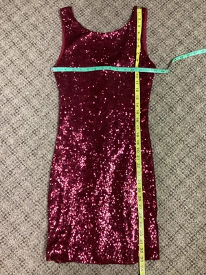 Crystal Doll Burgundy Sequins Dress Size S thumbnail 5