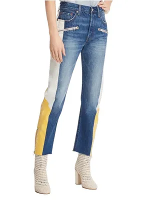 LEVIS Colorblock High-Rise MOTO SHOW TEETH ZIPPER CUFF Jeans 27 thumbnail 5