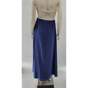 Missy Robertson Strapless Maxi Dress Large Blue Embroidered Floral Boho Summer thumbnail 8