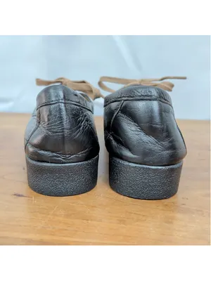 Ladies' Greek Black Leather Moccasin Style Lace Up Shoes Size 40 thumbnail 8