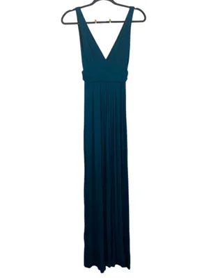 Vintage Y2K TART Teal V-Neck Pleated Maxi Dress Boho Fall wedding Guest thumbnail 9