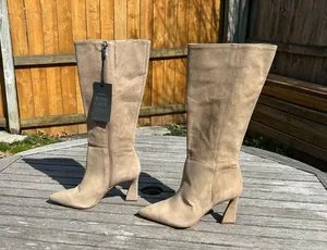 Vince Camuto Womens Tressara Beige Suede Side Zip Knee-High Boots Shoes size 8.5 thumbnail 8