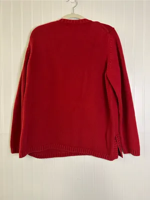 Vintage Eddie Bauer Red V‑Neck Knit Sweater thumbnail 3