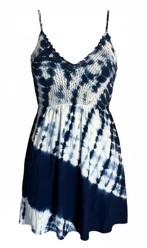 Xhilaration Navy and White Tie-Dye Dress thumbnail 1