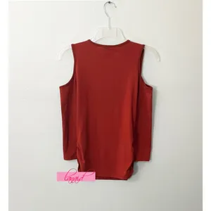 Hot Kiss Zipper V-Neck Open Cold Shoulder Faux Suede Terracotta Ruched Henley M thumbnail 2
