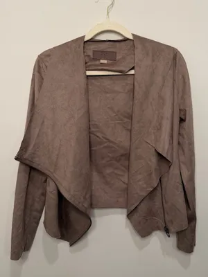 BLANKNYC Brown Faux Suede Draped Moto Jacket 76X-9020NO Womens Size Medium thumbnail 1