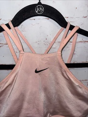 Nike Pink High-Neck Strappy Sports Bra no pads Med pullover gym workout thumbnail 2