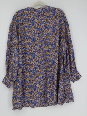 Sézane Bohemia Dress Women’s FR 44 US 12 Blue Floral Silk Blend Mini Cottagecore thumbnail 10