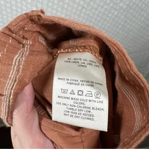 Anthropologie‎ Orange Striped Portia Linen Wide Leg Tie Waist Pants thumbnail 8