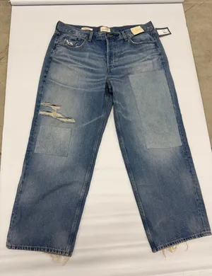 Universal Thread 90s Baggy Jeans size 16 Short Medium Wash Patchwork Distressed thumbnail 1