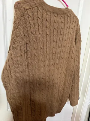Love + Change Women's Brown Cable Knit V-Neck Sweater thumbnail 4