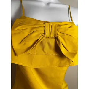 Banana Republic Mustard Yellow Bow Front Ruffle Cami Top‎ Vintage Y2K Petite 0P thumbnail 2