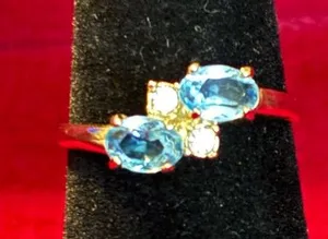 Duel blue stone Ring size 6.5 thumbnail 1