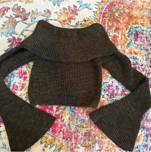 SheIn brown fold over sweater thumbnail 2