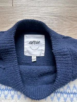 Women’s Aeire Navy Sweater with White and Light Blue Pattern thumbnail 2
