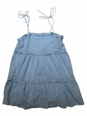 NWT Storia Light Blue Eyelet Tiered Mini Dress Small thumbnail 1