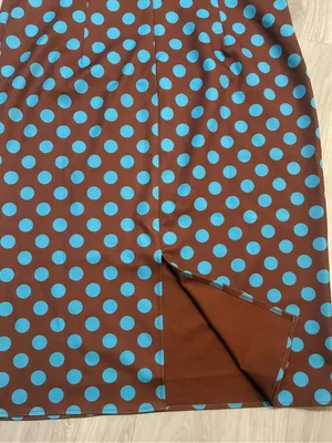 MOOYIUS Sleeveless Brown Midi‎ Dress with Light Blue Polka Dots thumbnail 11
