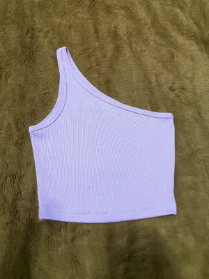 Lilac / Lavender One Shoulder Ribbed Top Purple Size XS thumbnail 1