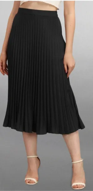 Bardot Pleated Midi Skirt Black Womens 4 XS Accordion Pleats A-Line High Rise thumbnail 1