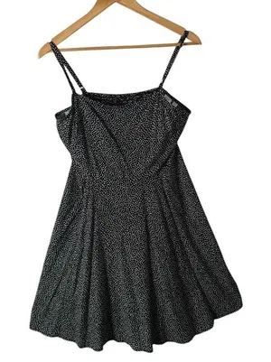 GAO Retro Black White Polka Dot Mini Fit Flare Dress Size M Pinup Rockabilly thumbnail 1
