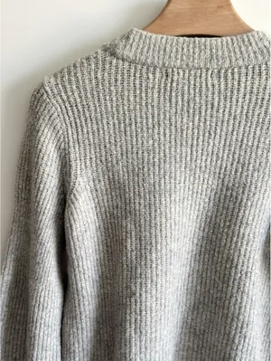 Madewell Merino Wool Bell Sleeve Rib Knit Sweater Gray Size Small thumbnail 9