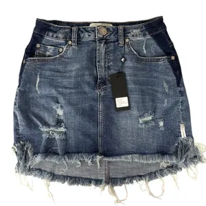NEW Sz 26 2 One Teaspoon Free People Mini Denim Jean Skirt Blue Distressed thumbnail 1