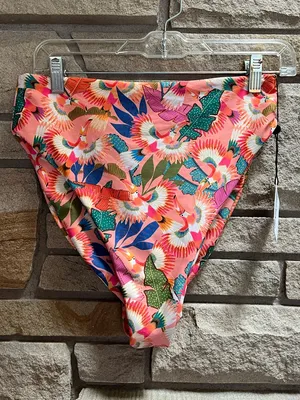 Skatie Bel Air Coral Paradise Print Bikini Top L Salty high rise bottoms xl NWT thumbnail 6