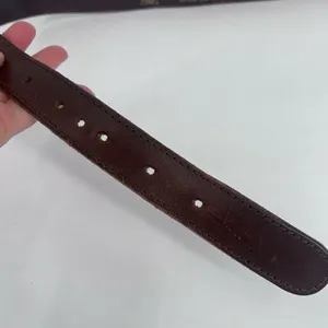 Vintage‎ Women's Real Leather Stitch Point Adjustable Buckle Belt Brown One Size thumbnail 9