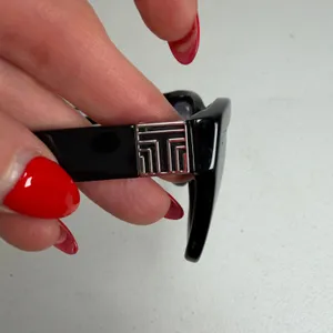 Tory Burch Sunglasses Square Black TY 7075 Silver Logo Grey Gradient Lens thumbnail 7