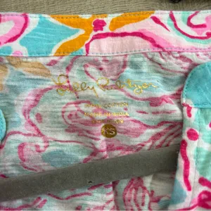 Lilly Pulitzer Arya Pink Blue Tank Lolita Print Sleeveless Cotton Tank Top XS thumbnail 4