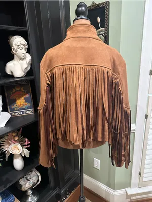 Chartou Brown Faux Suede Fringe Jacket Size Large thumbnail 8