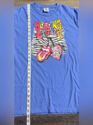 Comfort Colors Blue Short Sleeve Graphic Tee with Rolling Stones Print thumbnail 6
