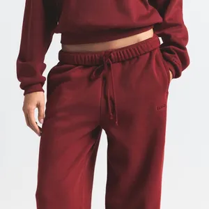 Skims Cotton Fleece Classic Straight Leg Pant Merlot medium new with tags thumbnail 4