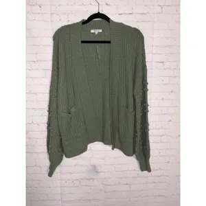 Madewell Bobble Cardigan Sweater Green Women Medium NWT Ribbed‎ Open Front thumbnail 2