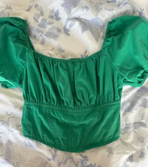 Green corset crop top thumbnail 1
