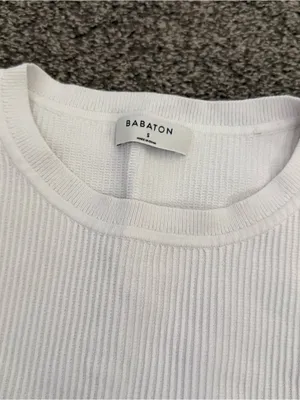 Aritzia Babaton White Ribbed Sleeveless Top thumbnail 2