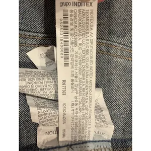 ZARA Trafaluc Cropped Denim Jacket Distressed Raw Hem Blue S 5252/215/400 thumbnail 8