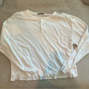 Brandy Melville White Long Sleeve Button Up Top Size Small thumbnail 1