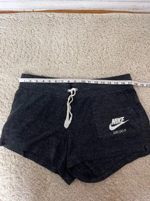 Nike Women's Charcoal Heather Athletic Shorts with White Drawstring thumbnail 3