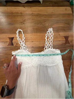 LE LIS BLANC DEUX White Crochet Knit Pleated Layered Maxi Dress Size PP thumbnail 13
