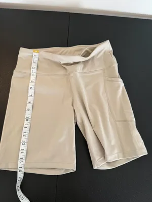 DKNY Women's Cream High-Waisted Biker Shorts with Side Pockets Size L thumbnail 5
