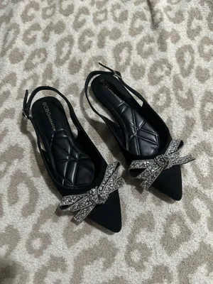 BCBGeneration Black Rhinestone Bow Slingback Flats thumbnail 3