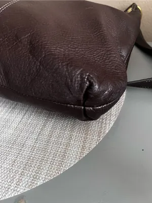 Coach Dark Brown Pebbled Leather Bag with Gold Hardware thumbnail 4