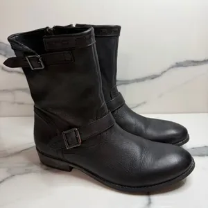 J. Jill Wmn Black Leather Groupie Boots Sz 8.5 Classic Closet Staple Minimalist thumbnail 1